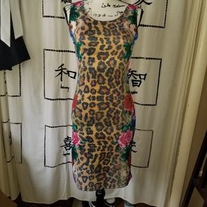 Leopard/ Flower fitted dress